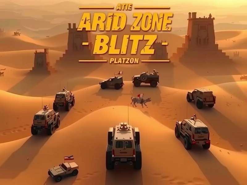 Arid Zone Blitz gameplay screenshot showing desert battle
